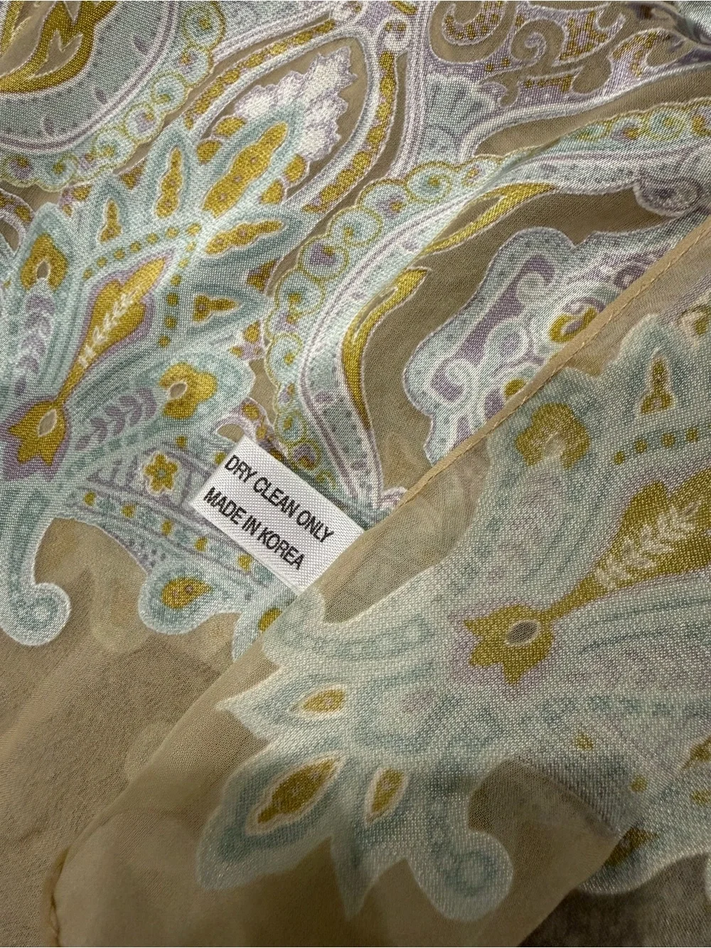 Vintage Ornate Silk Scarf in Champagne